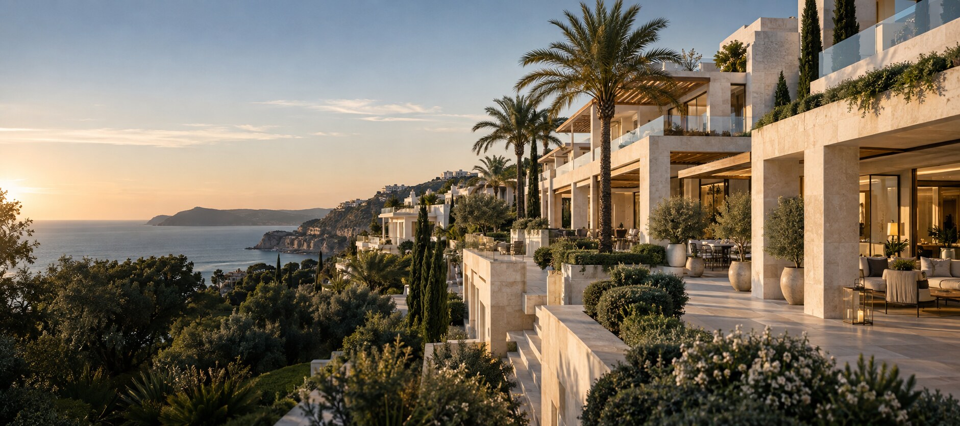 Mediterrane residentiële vastgoedontwikkeling aan de kust